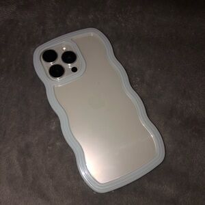 Light blue/ baby blue/Transparent Wave/ Curly Frame IPhone 15 Pro Max case